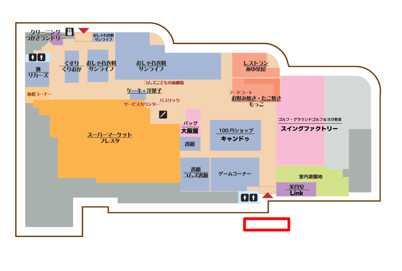 プロモーションイベント、物販に利用可能な正面入り口エントランスの半屋外スペースの図面・フロアマップ