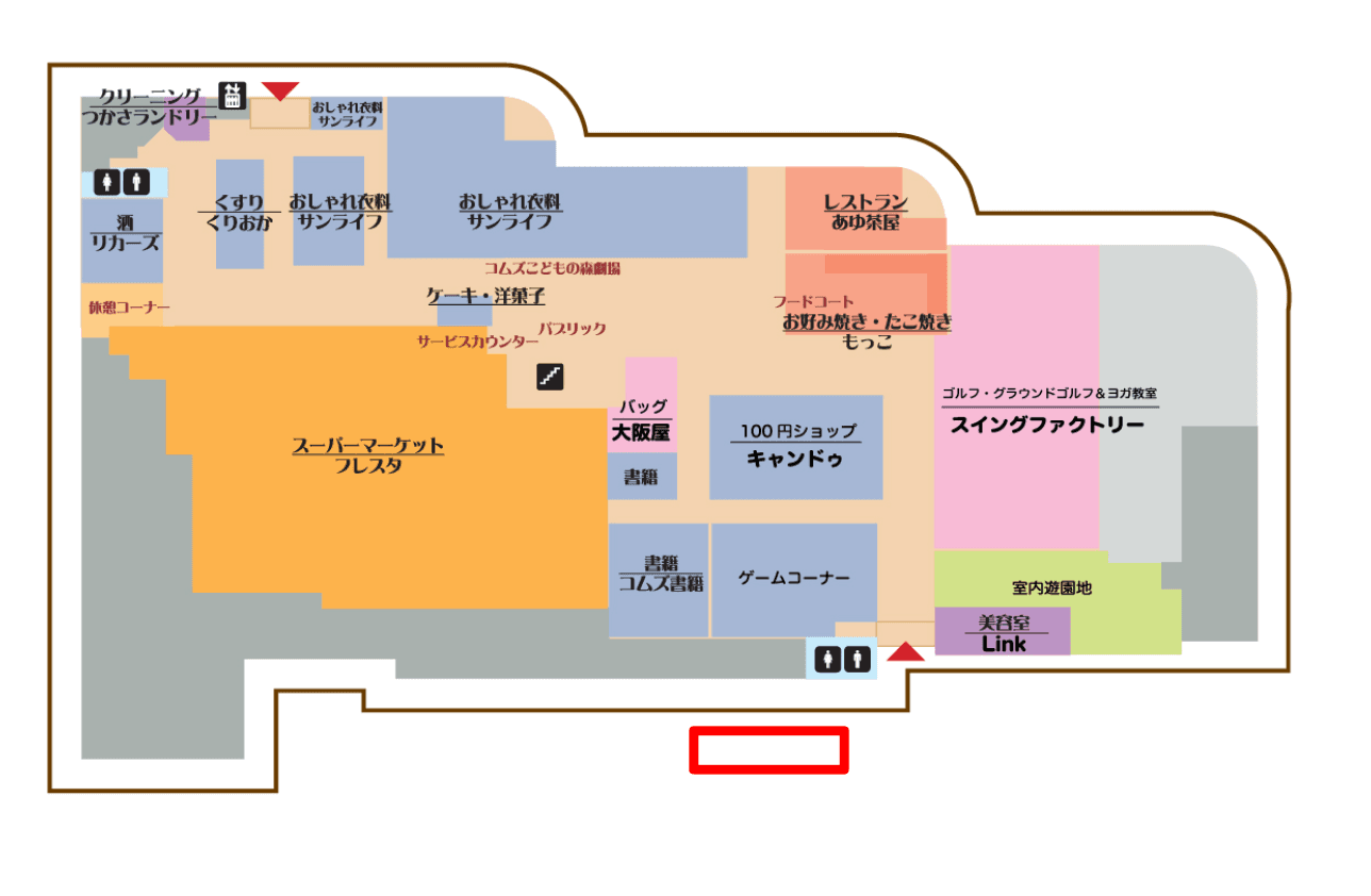 プロモーションイベント、物販に利用可能な正面入り口エントランスの屋外スペースの図面・フロアマップ